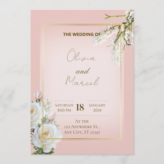 Chic Wedding Invitation | Elegant Modern Ceremony  (Front)