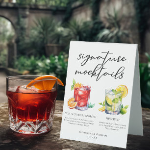 Chic Wedding Mocktails Negroni Mint Julep Menu Table Tent
