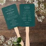 Chic Wedding Modern Ceremony Emerald Green Program Hand Fan<br><div class="desc">Our elegant traditional wedding ceremony program features a romantic formal classic design. Two decorative flourishes each containing a single heart beautifully surround the couple's names on the front of the program and "The Wedding Party" caption on the back. Personalize all details in delicate crisp white lettering and script on a...</div>