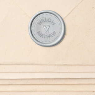 Chic Wedding Names Heart Wax Seal Sticker