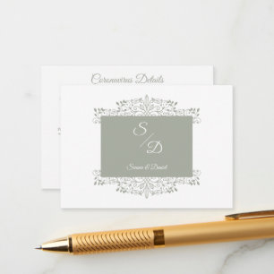 Chic Wedding Ornamental Initials Coronavirus Enclosure Card