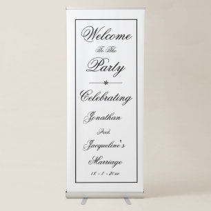 Chic Wedding Personalized White Welcome Backdrop Retractable Banner