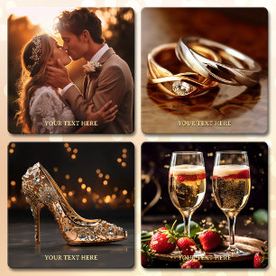 Chic Wedding Photo Coaster Set
