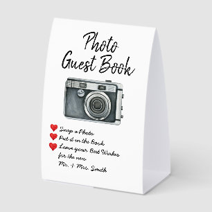 Chic Wedding Photo Guest Book Reception Guestbook  Paper Table Tent