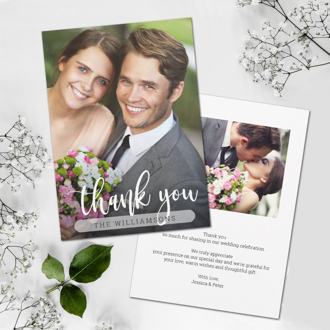 Chic Wedding Photo Thank You Card (Creator Uploaded)