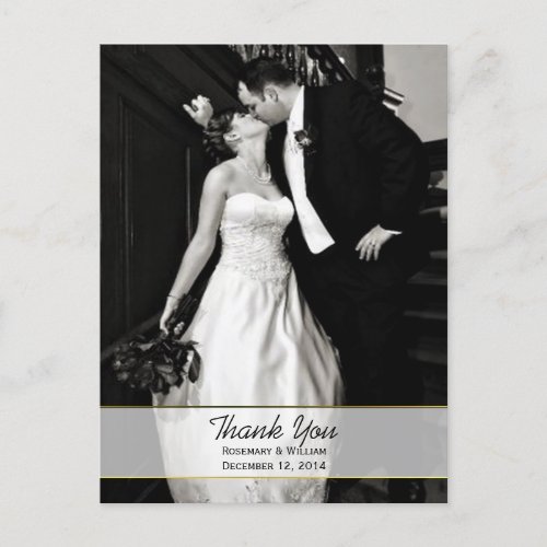 Chic Wedding Photo Thank You Post Card