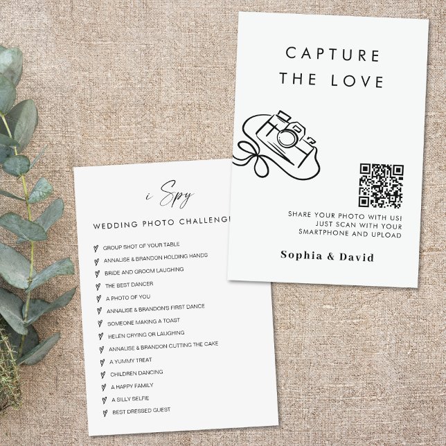Chic Wedding Photos Capture The Love QR Code En Enclosure Card (Creator Uploaded)