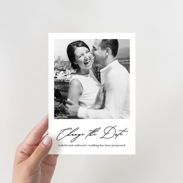 Chic Wedding Postponement with New Date Photo Announcement (Creator Uploaded)
