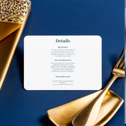 Chic Wedding Reception Details Enclosure Card