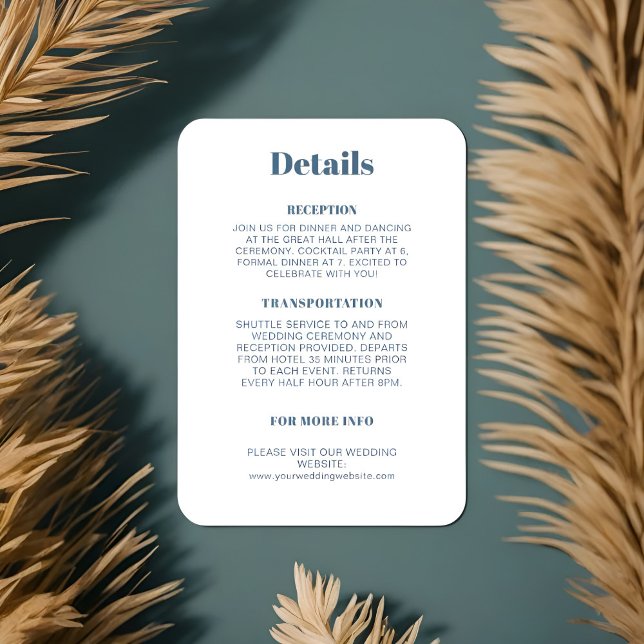 Chic Wedding Reception Details Enclosure Card (Creator Uploaded)