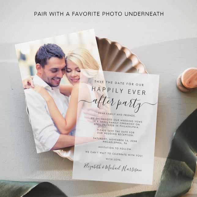 Chic Wedding Reception Save the Date  Vellum Invitations (Elevate your wedding reception save the dates with the timeless beauty of vellum overlays)