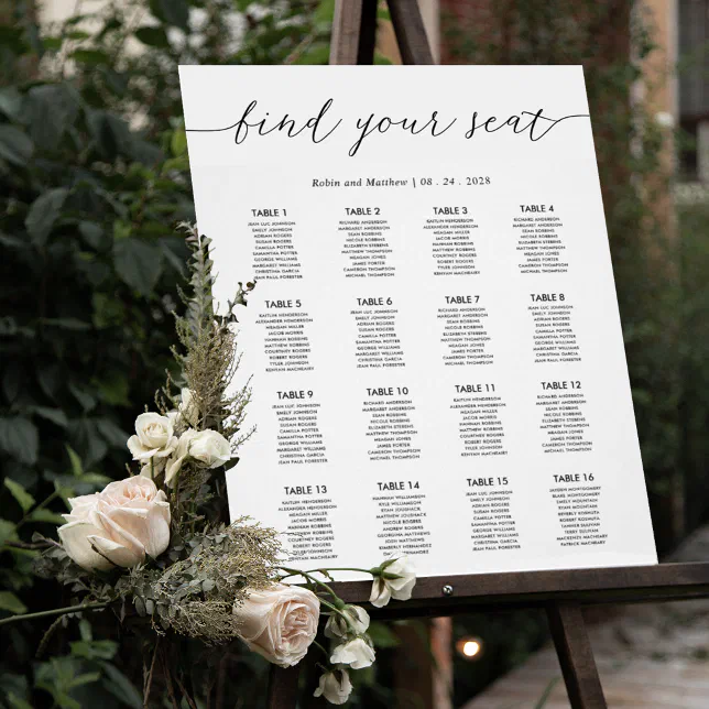 Chic Wedding Reception Seating Chart Sign | Zazzle