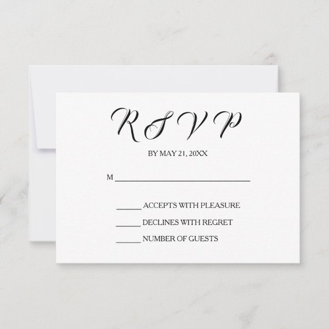 Chic Wedding RSVP Card | Black and White (Front)