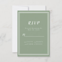Chic Wedding Sage Green Simple Modern Minimalist RSVP Card