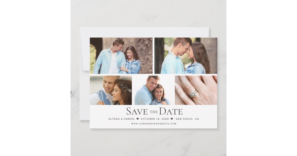 Grid Invitation Chic Wedding Save the date Custom Photo Grid Invitation | Zazzle