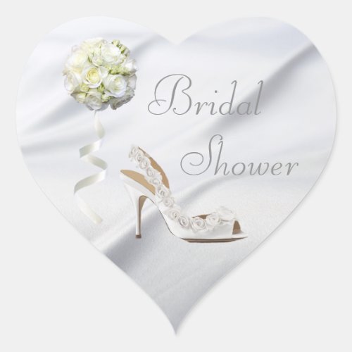 Chic Wedding Shoe  Bouquet Bridal Shower Heart Sticker