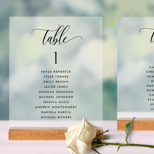 Chic Wedding Table Seating Plan Card Frosted Style Acrylic Sign
