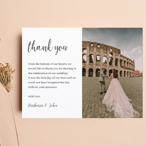 Chic Wedding Thank You Modern Script Custom Photo  Postcard