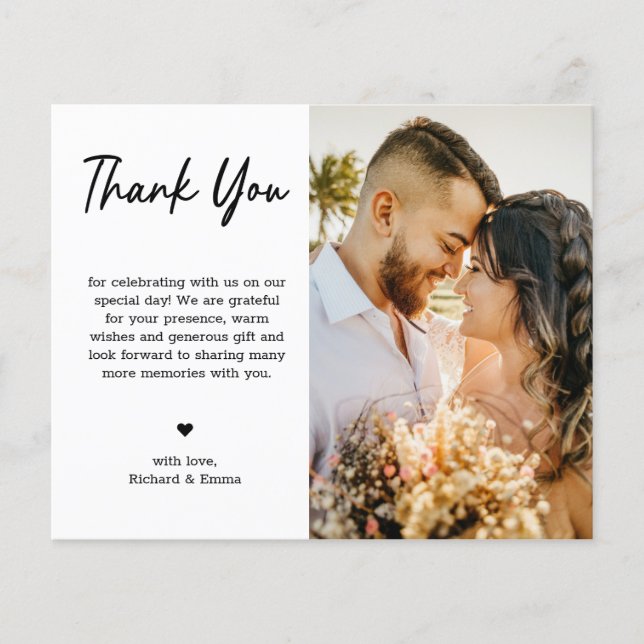 Chic Wedding Thank You Two-Sided Photo Minimalist (Front)