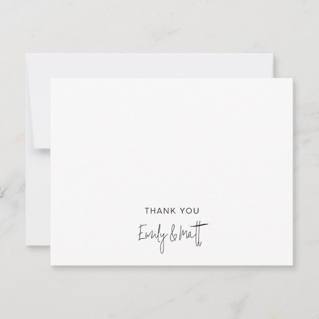 Chic Wedding Thank You White Flat Note Card (Front)