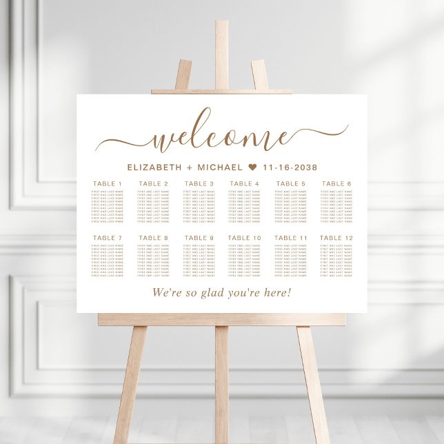 Chic Welcome 12 Table Wedding Seating Chart Foam Board (Creator Uploaded)