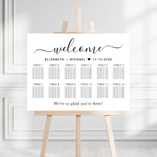 Chic Welcome 12 Table Wedding Seating Chart Foam Board