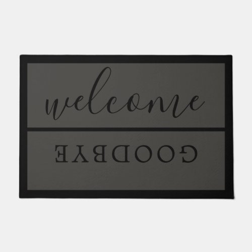 Chic Welcome Calligraphy Typography Black Gray Doormat