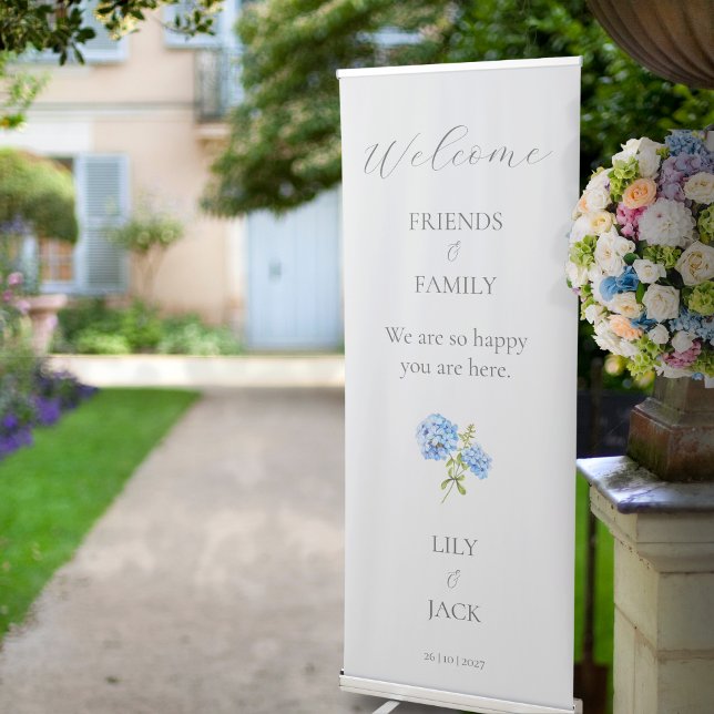 Chic Welcome Hydrangea Wedding Event Sign (Creator Uploaded)
