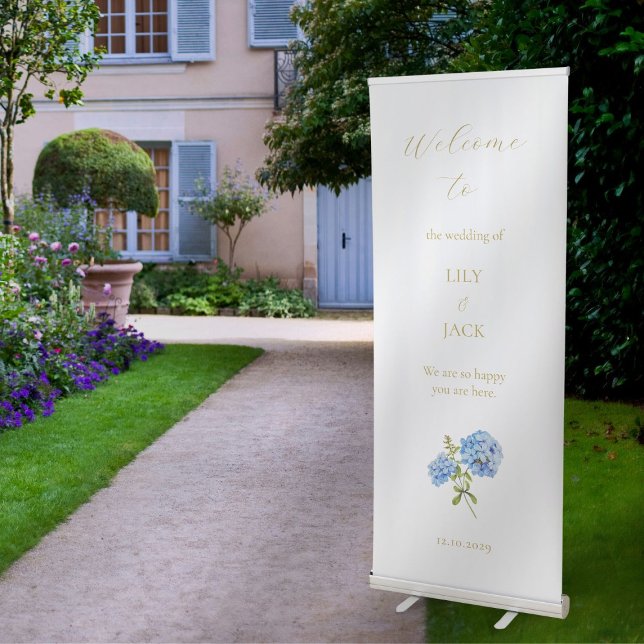 Chic Welcome Hydrangea Wedding Event Sign (Creator Uploaded)