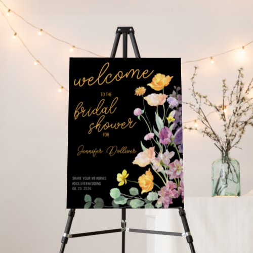 Chic Welcome Watercolor Wildflower Bridal Shower Foam Board