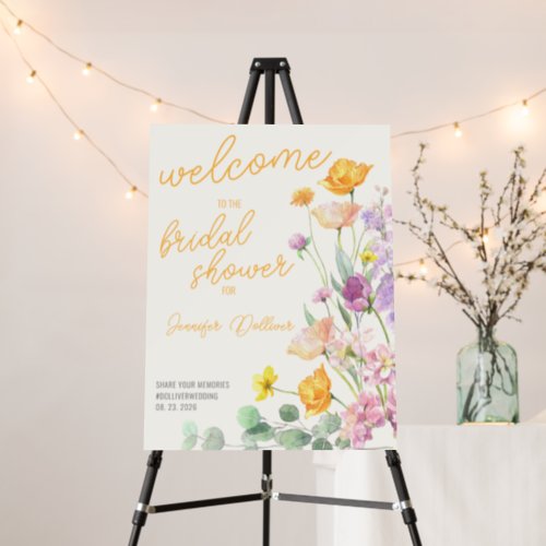 Chic Welcome Watercolor Wildflower Bridal Shower Foam Board