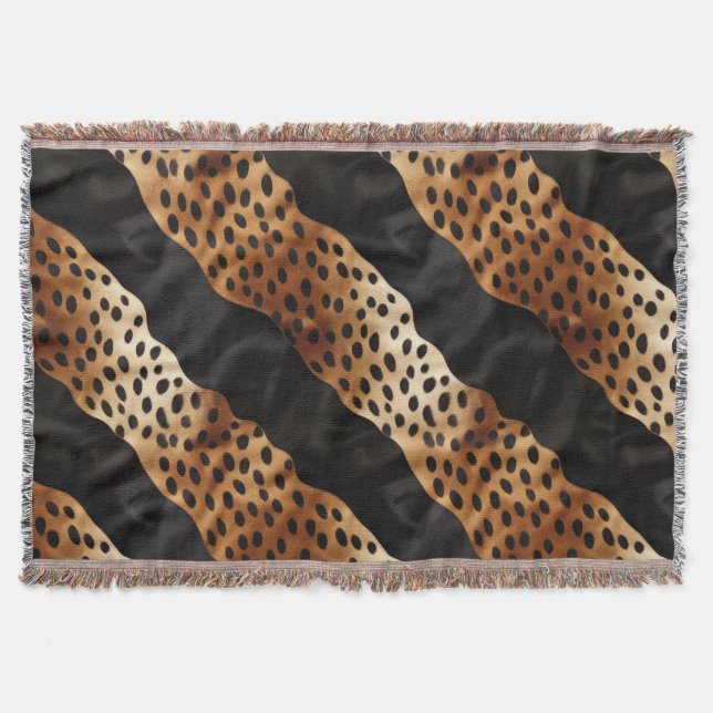 Chic Western Black Brown Cowhide  Throw Blanket (Front)