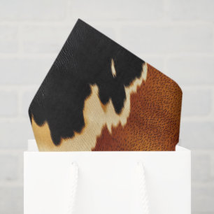 Chic Western Black Brown Cream Cowhide Tissue Paper