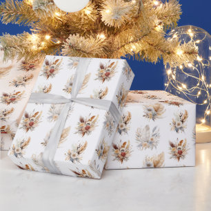 Chic Western Boho Floral Bouquet Pattern  Wrapping Paper