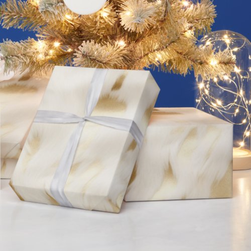 Chic Western Gold White Cream Cowhide  Wrapping Paper