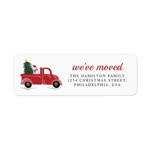 Chic Weve Moved Red Truck Christmas Tree Snow Man Label