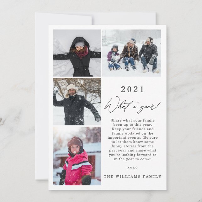 Chic What a Year Family Photos New Year Christmas  Holiday Card (Front)