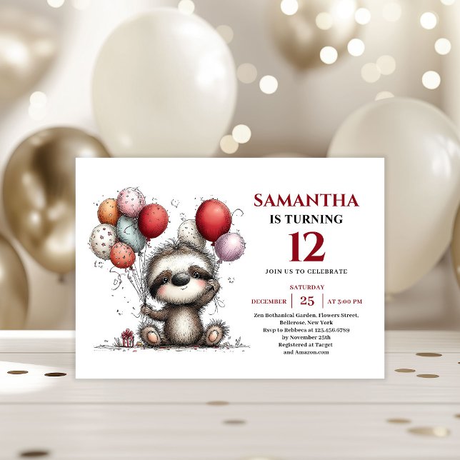 Chic whimsical animals sloth kids birthday invitе invitation (Chic whimsical animals style kids birthday invitation

)