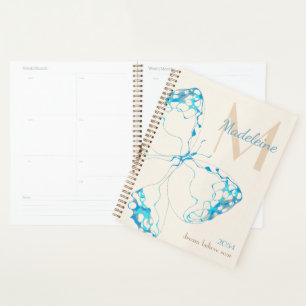 Chic Whimsical Elegant Butterfly Monogram Quote Planner