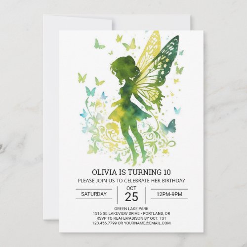 Chic Whimsical Fairy Birthday Invitation