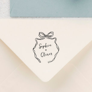 Chic Whimsical Hand Drawn Bow Wedding Self-inking Stamp