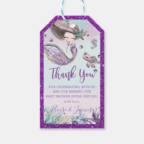 Chic Whimsical Mermaid Baby Shower Thank You Favor Gift Tags