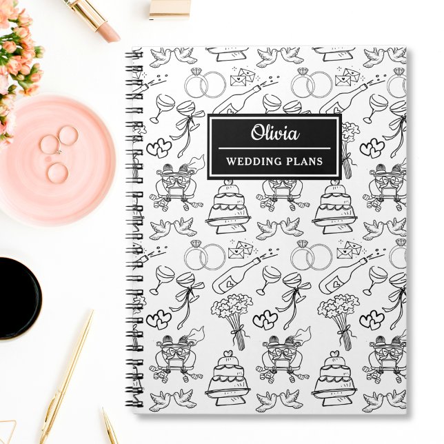 Chic Whimsical Personalized Bride Wedding Planning Notebook (Creator Uploaded)