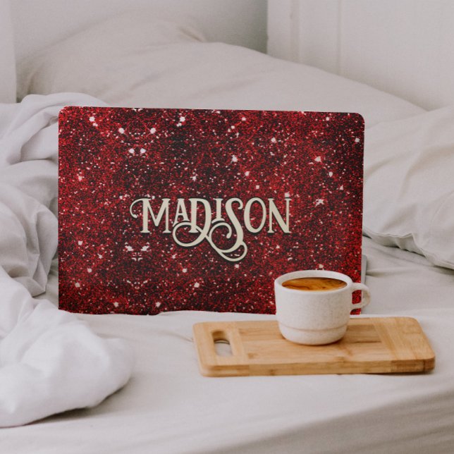 Chic whimsical red black glitter monogram  HP laptop skin (Creator Uploaded)