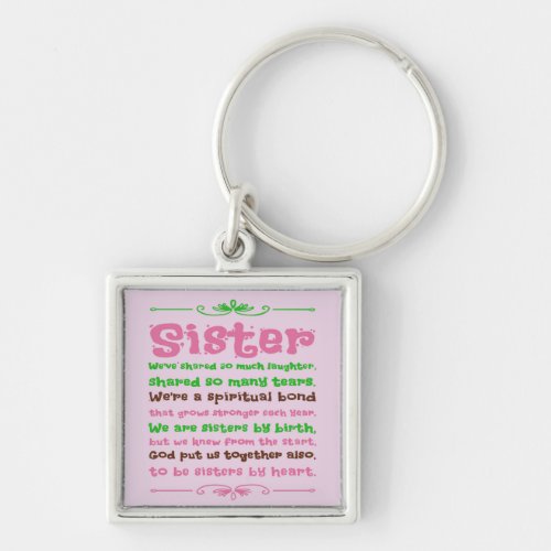 Chic Whimsical Sister Quote  Keychain