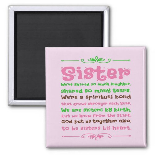 Chic Whimsical Sister Quote Magnet