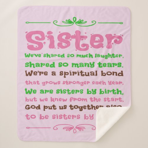Chic Whimsical Sister Quote Sayings  Sherpa Blanket