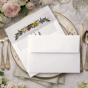 Chic Whimsical Vintage Floral monogram wedding Envelope Liner