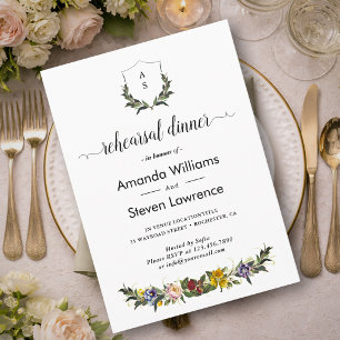 Chic Whimsical Vintage Floral rehearsal dinner Invitation