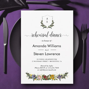 Chic Whimsical Vintage Floral rehearsal dinner Invitation